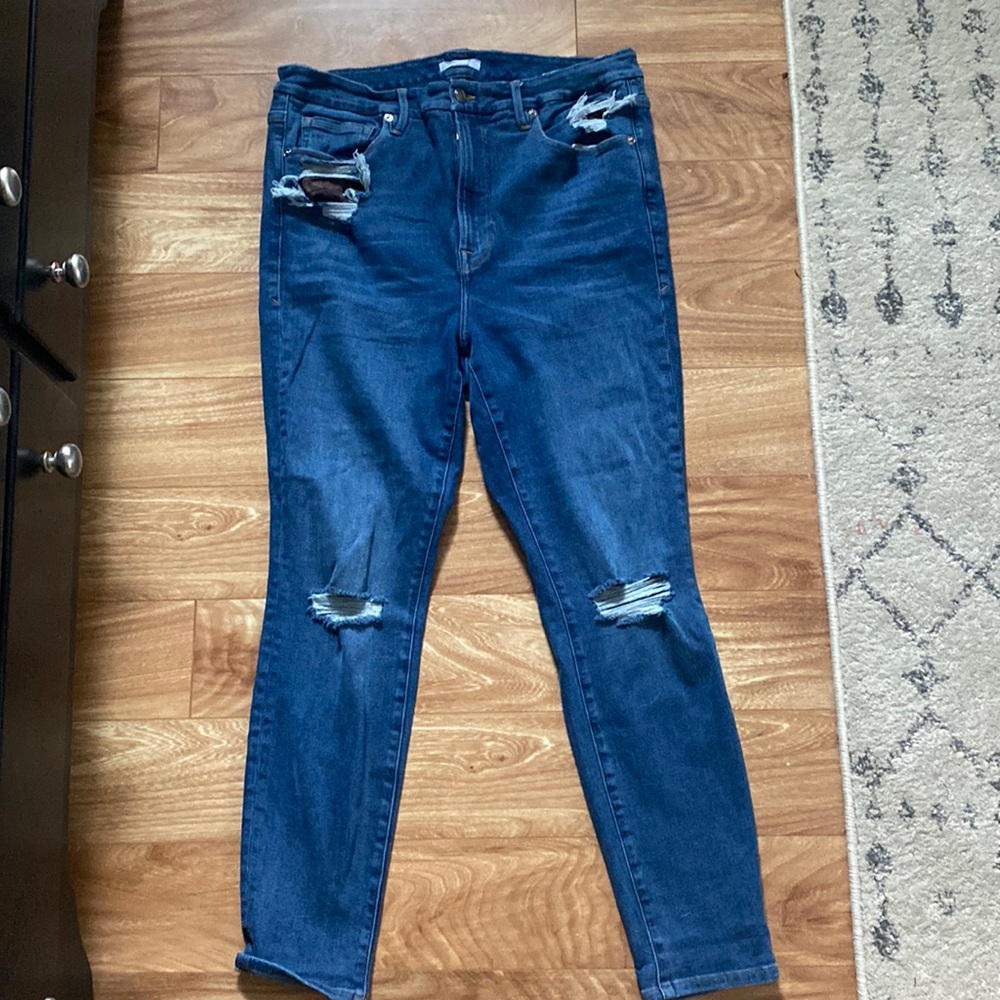 Good American Good Legs Printed Pockets Ripped Jeans